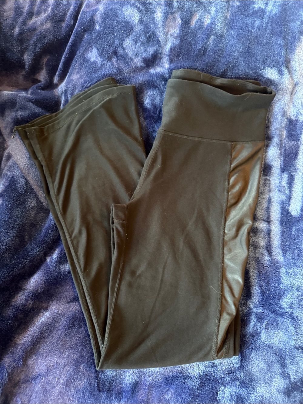Nine West Black Wide-Leg Ponte Pants with Faux Leather Trim